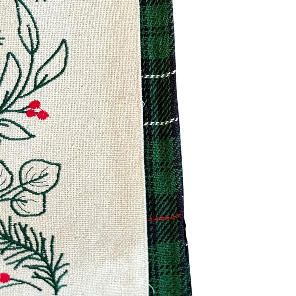 2pc Cupcakes & Cashmere Holly Berry & Bows Double Table Runner Tartan Plaid New